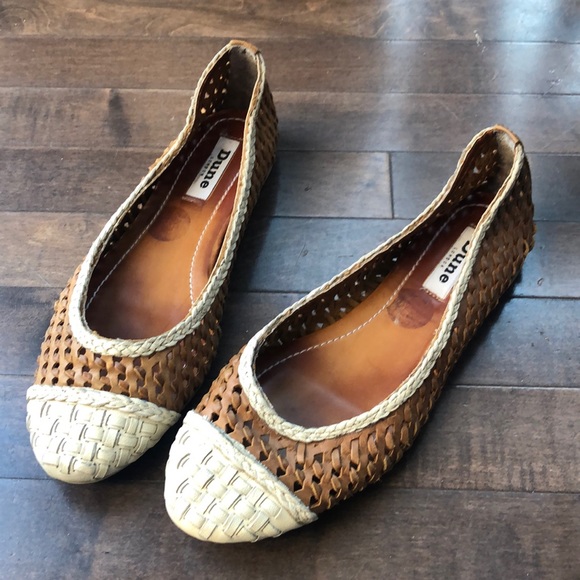 Dune London Tan Madalyn Weaved Leather Ballerina Flats - Picture 2 of 11